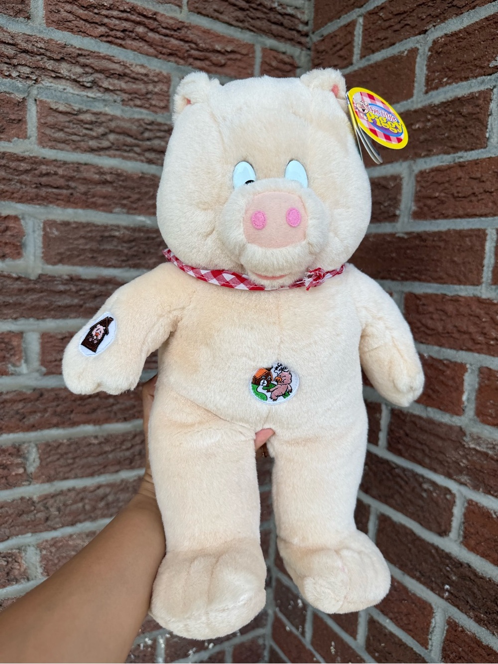Vintage This Little Piggy Plush NWT Commonwealth Farm Pig Gingham Bandana 90s